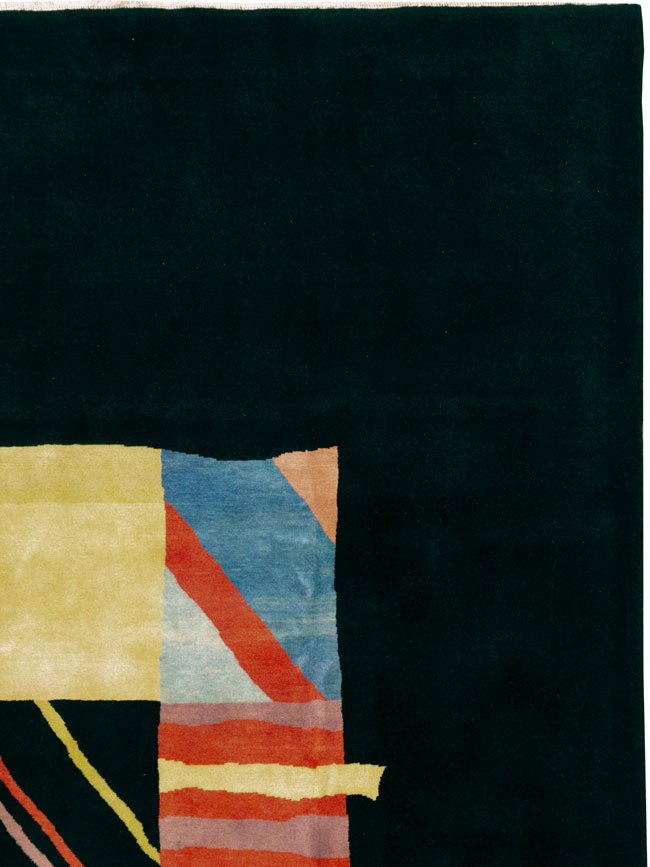 Vintage Persian Tabriz Art Deco Rug Inspired By Edward McKnight Kauffer, No.26798 - Staging