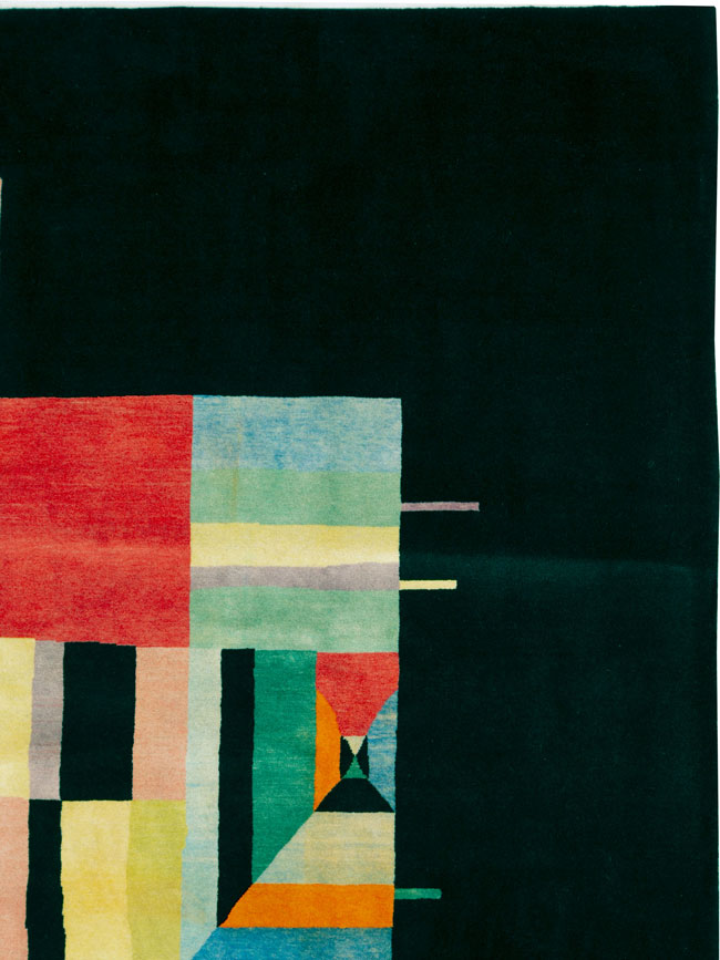 Vintage Persian Tabriz Art Deco Rug Inspired By Edward McKnight Kauffer, No.26798 - Staging