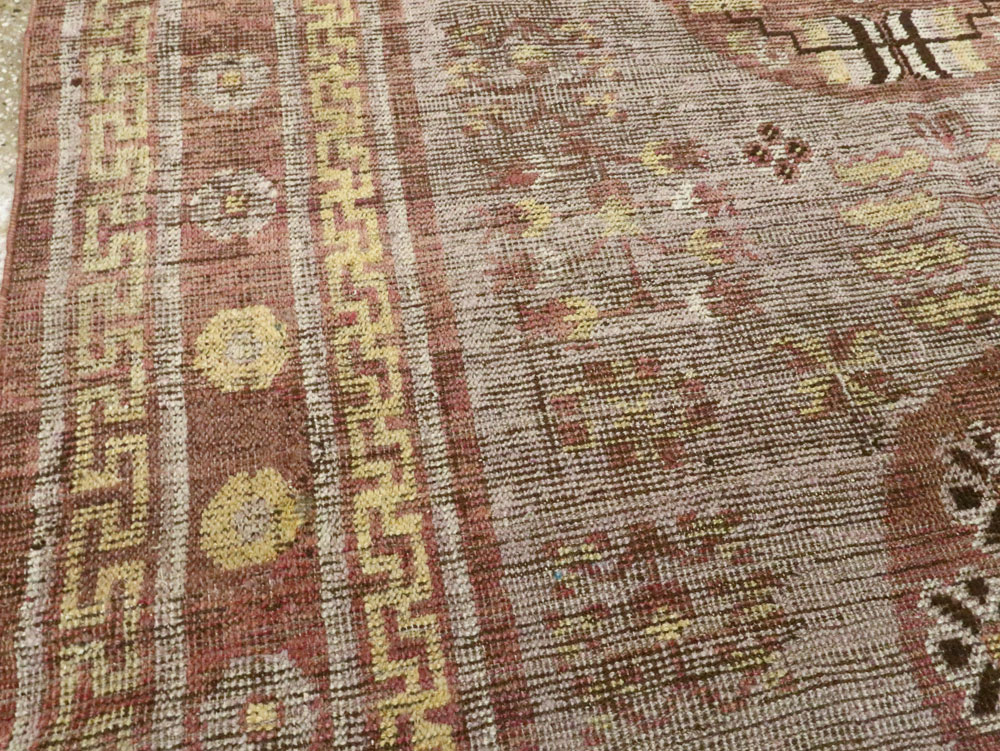 Antique East Turkestan Khotan Accent Rug, No.26818 - Staging
