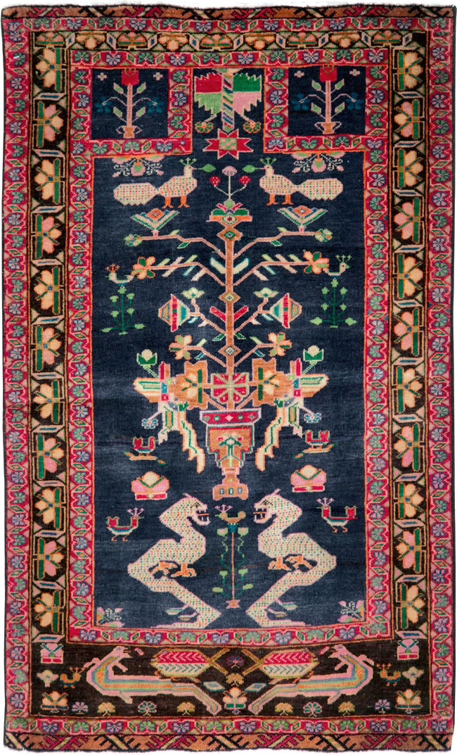Vintage Persian Baluch Throw Rug, No.26829 - Staging