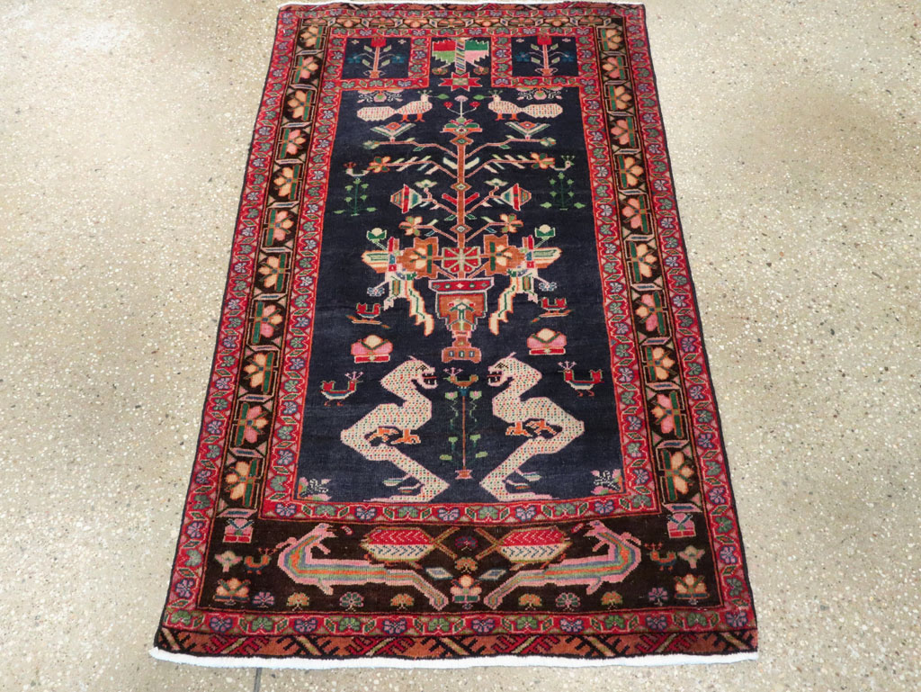 Vintage Persian Baluch Throw Rug, No.26829 - Staging