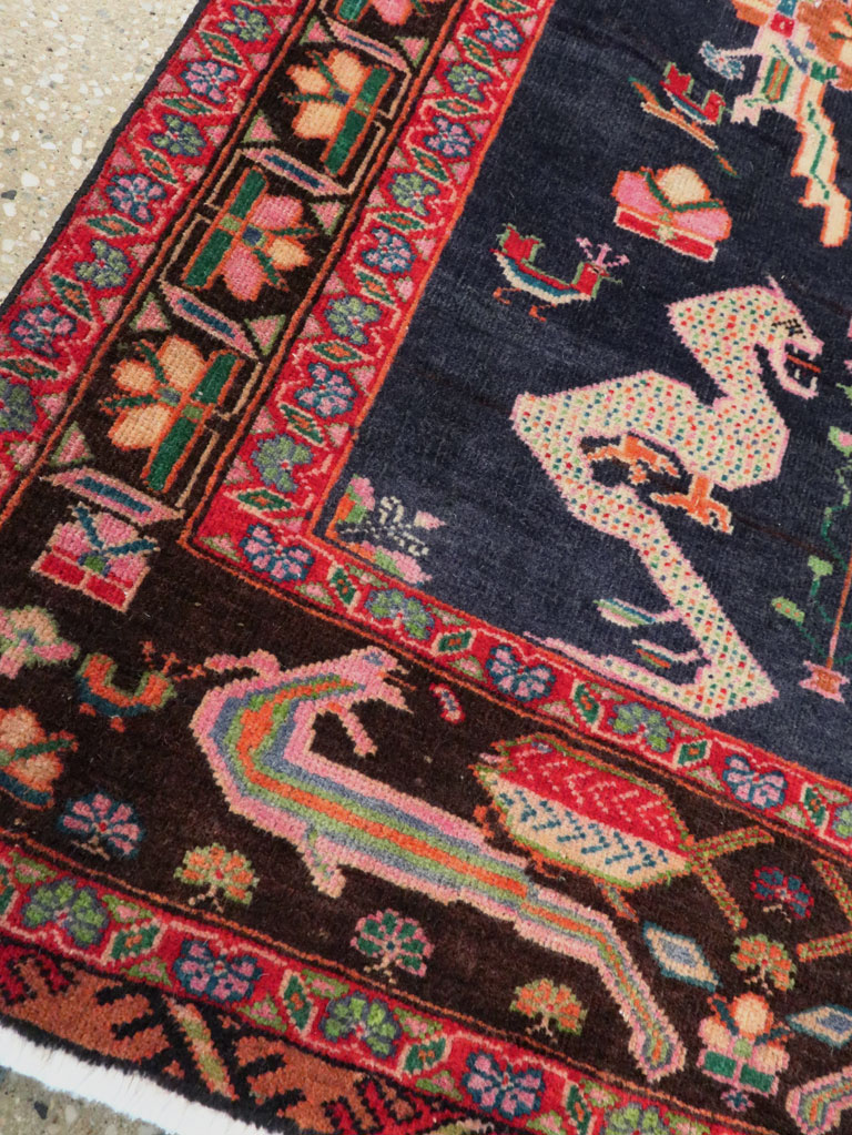Vintage Persian Baluch Throw Rug, No.26829 - Staging