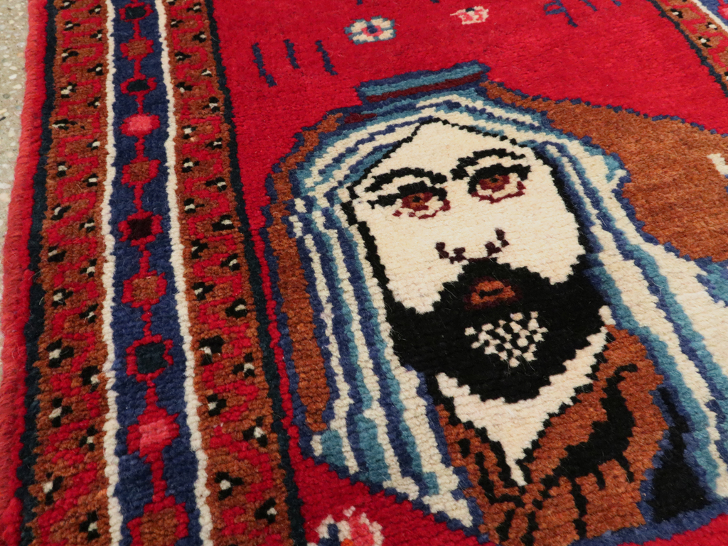 Vintage Persian Hamadan Pictorial Rug, No.26832 - Staging