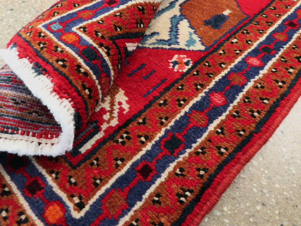 Vintage Persian Hamadan Pictorial Rug, No.26832 - Staging