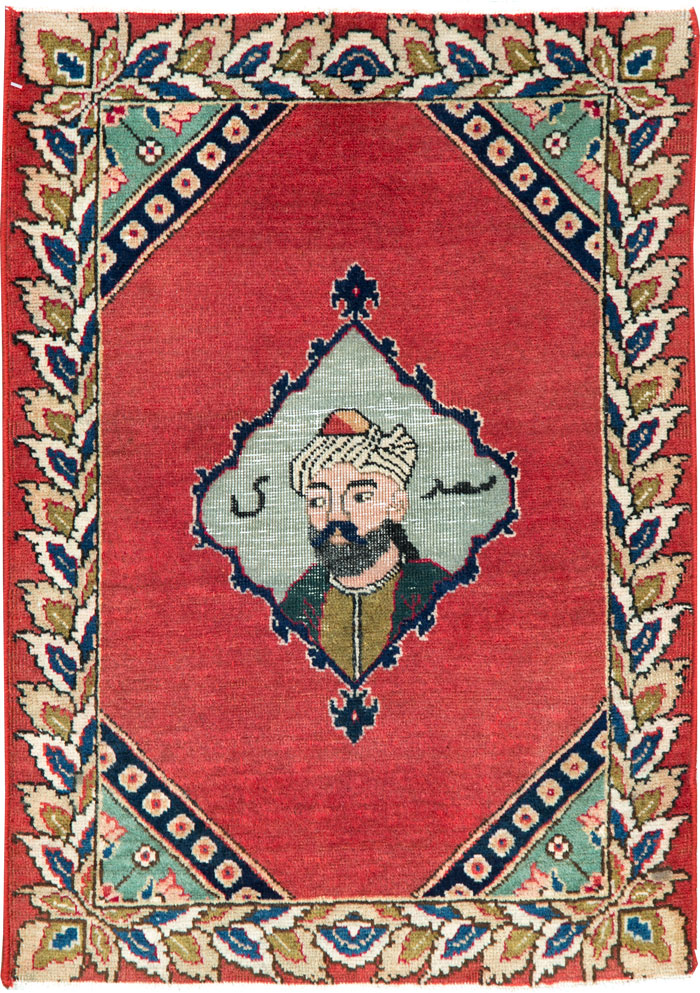 Vintage Persian Tabriz Pictorial Rug, No.26833 - Staging