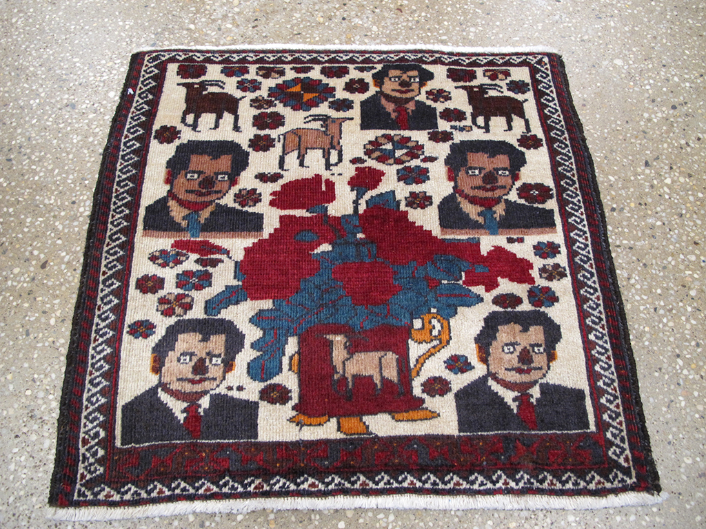Vintage Persian Afshar Pictorial Rug, No.26838 - Staging