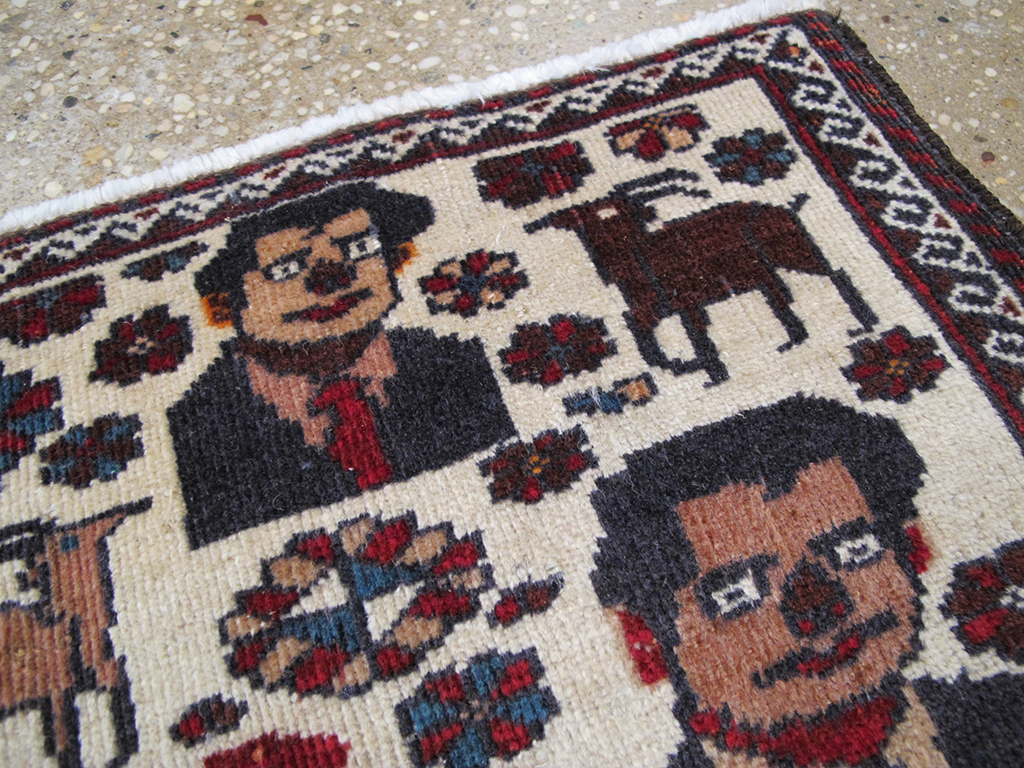 Vintage Persian Afshar Pictorial Rug, No.26838 - Staging
