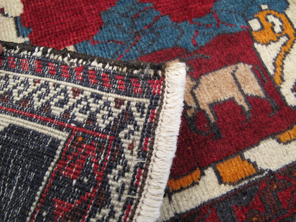 Vintage Persian Afshar Pictorial Rug, No.26838 - Staging