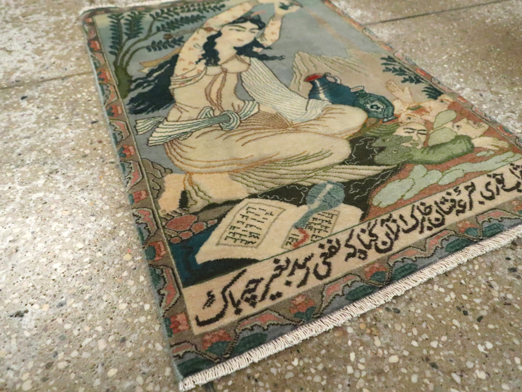 Vintage Persian Tabriz Pictorial Rug (Pair: 1 of 2), No.26839 - Staging