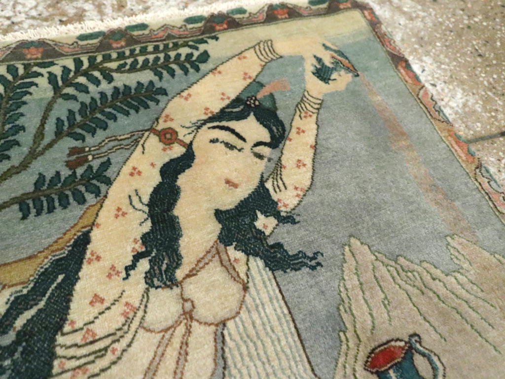 Vintage Persian Tabriz Pictorial Rug (Pair: 1 of 2), No.26839 - Staging