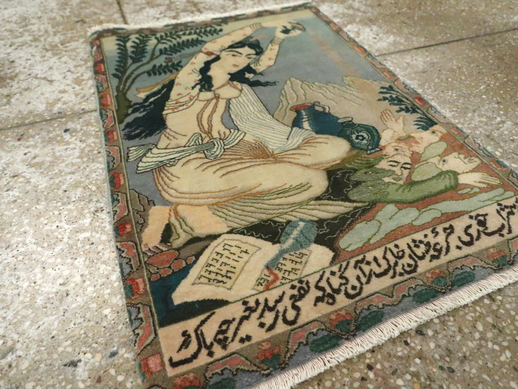 Vintage Persian Tabriz Pictorial Rug (Pair: 2 of 2), No.26840 - Staging