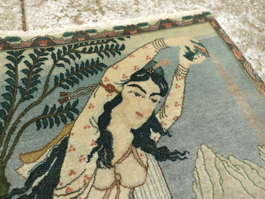 Vintage Persian Tabriz Pictorial Rug (Pair: 2 of 2), No.26840 - Staging