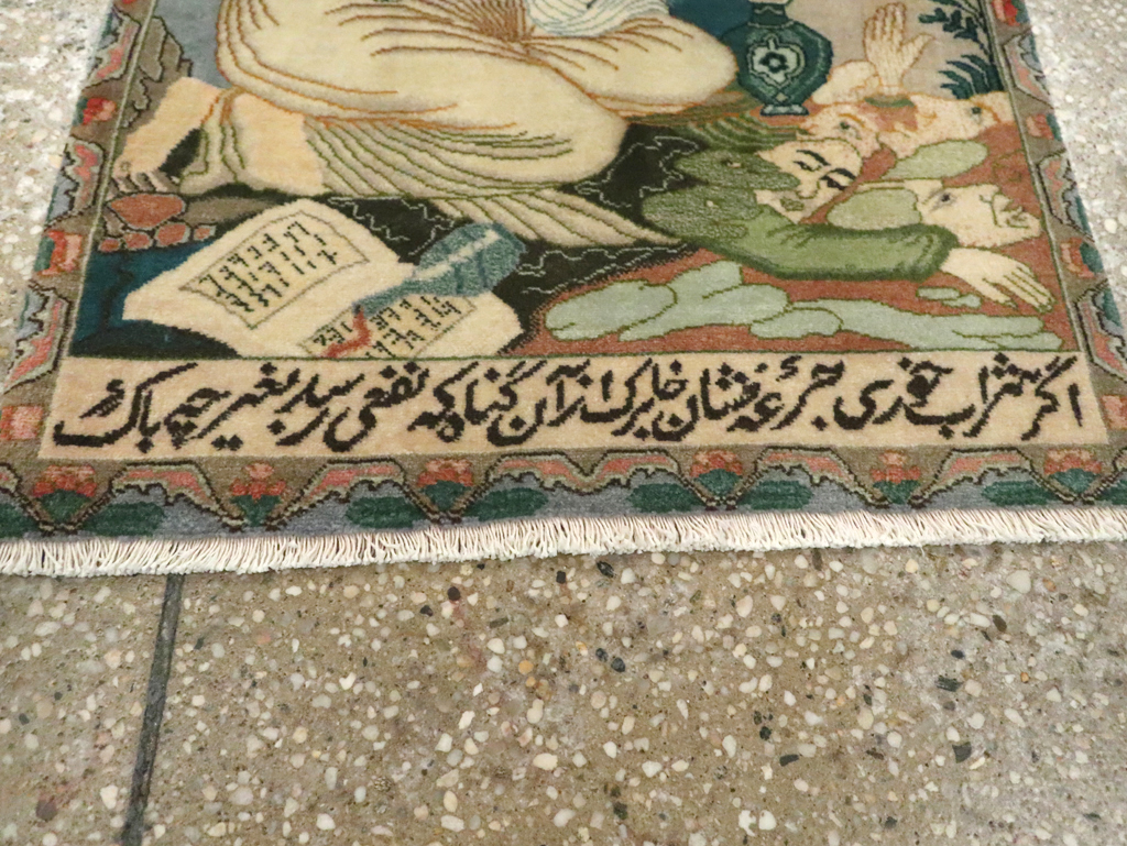 Vintage Persian Tabriz Pictorial Rug (Pair: 2 of 2), No.26840 - Staging