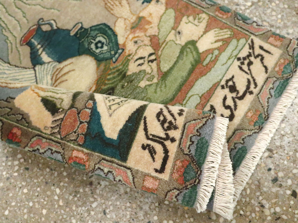 Vintage Persian Tabriz Pictorial Rug (Pair: 2 of 2), No.26840 - Staging