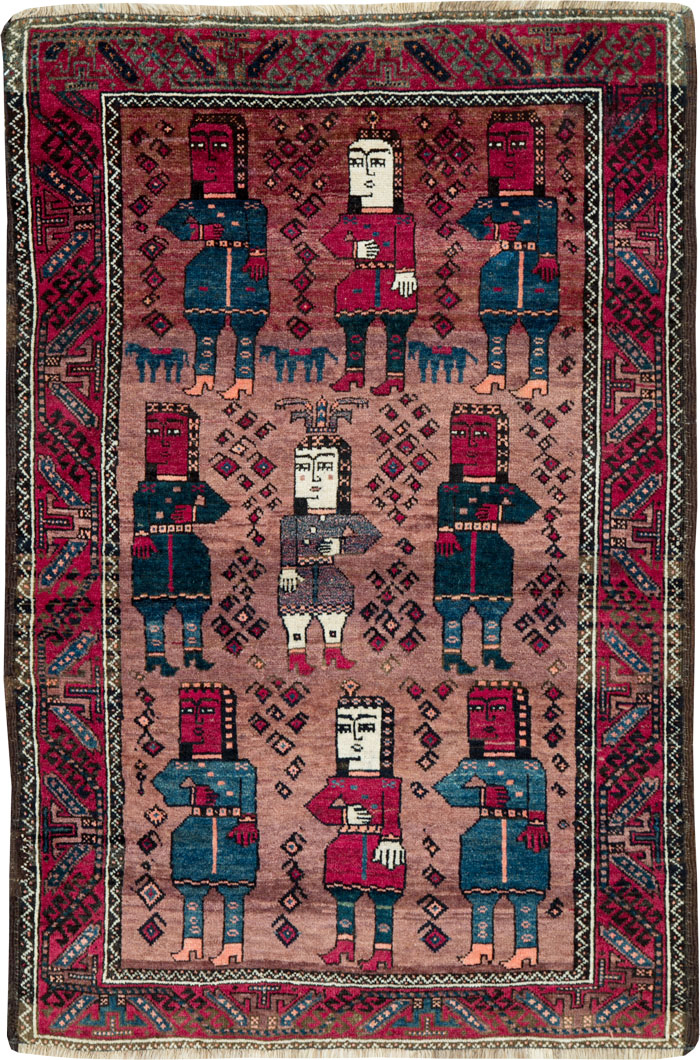 Vintage Persian Pictorial Baluch Rug, No.26841 - Staging