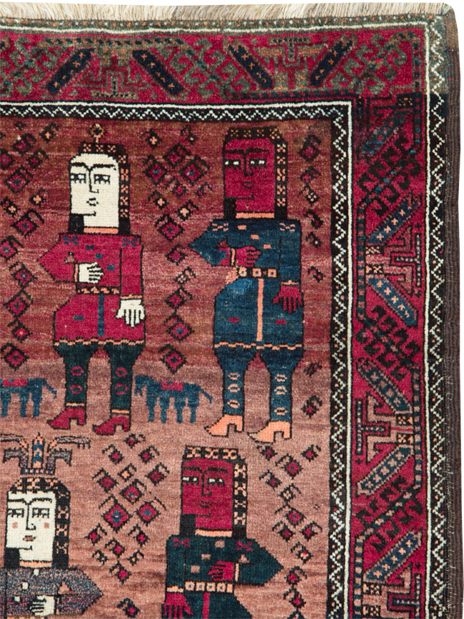 Vintage Persian Pictorial Baluch Rug, No.26841 - Staging