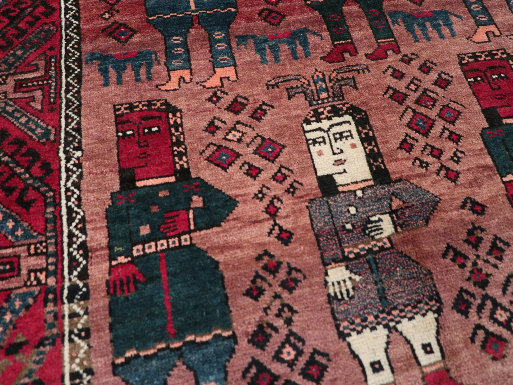 Vintage Persian Pictorial Baluch Rug, No.26841 - Staging