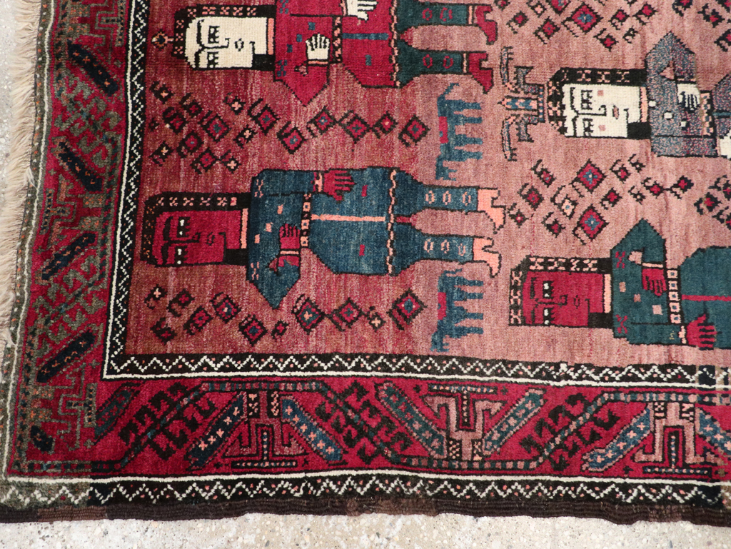 Vintage Persian Pictorial Baluch Rug, No.26841 - Staging
