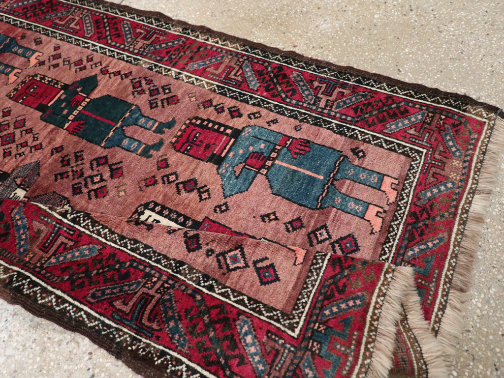 Vintage Persian Pictorial Baluch Rug, No.26841 - Staging