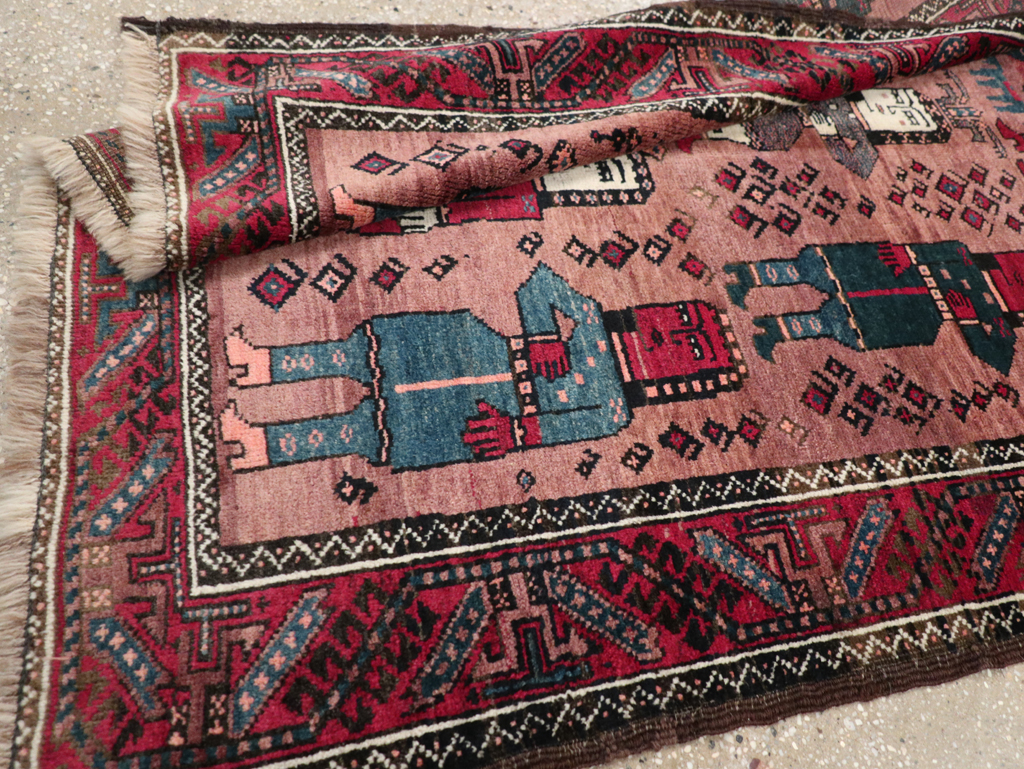 Vintage Persian Pictorial Baluch Rug, No.26841 - Staging