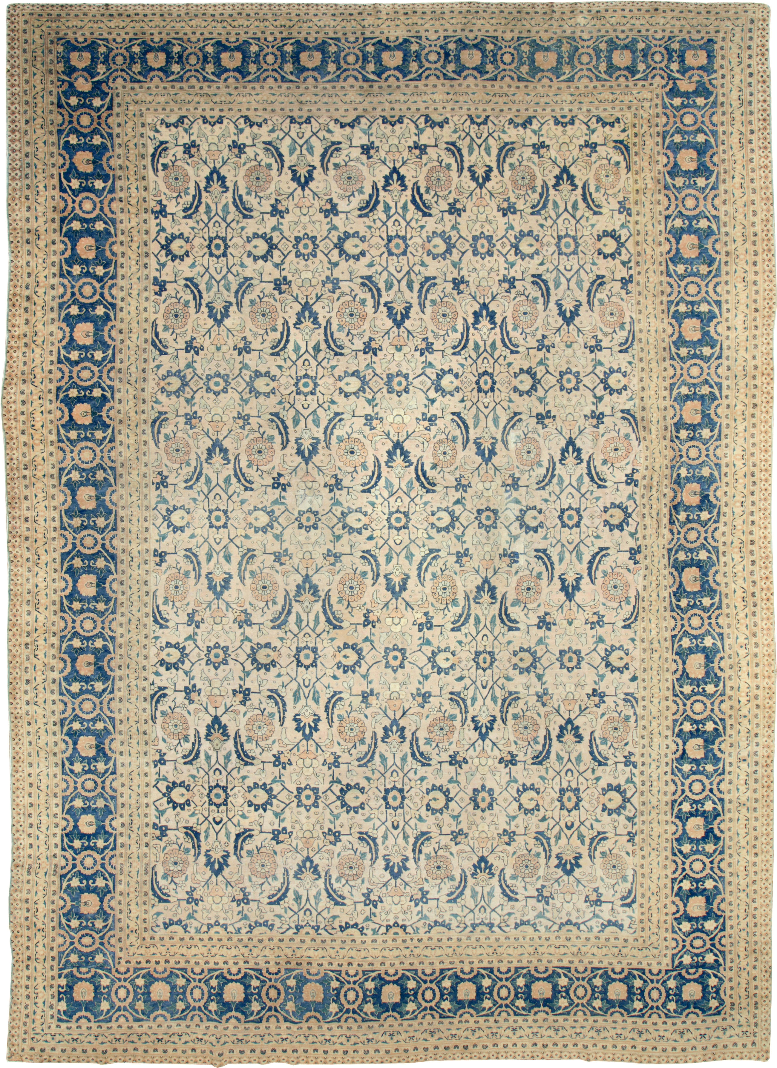 Antique Persian Tabriz Large Room Size Carpet, No.26844 - Staging