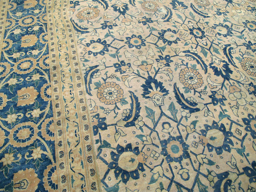 Antique Persian Tabriz Large Room Size Carpet, No.26844 - Staging