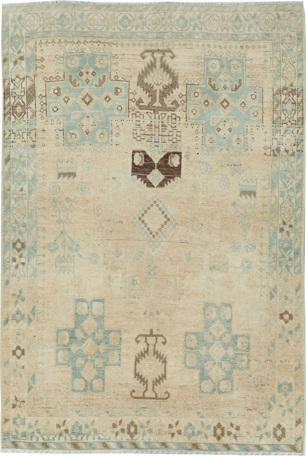 Vintage Persian Afshar Throw Rug, No.26890 - Staging