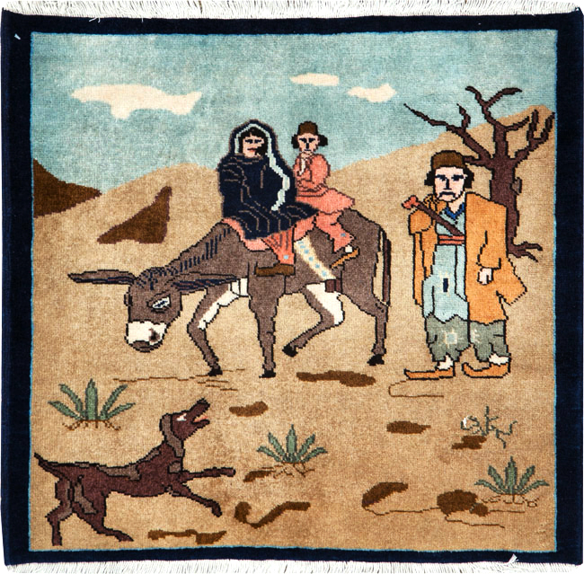 Vintage Persian Tabriz Pictorial Rug, No.26925 - Staging