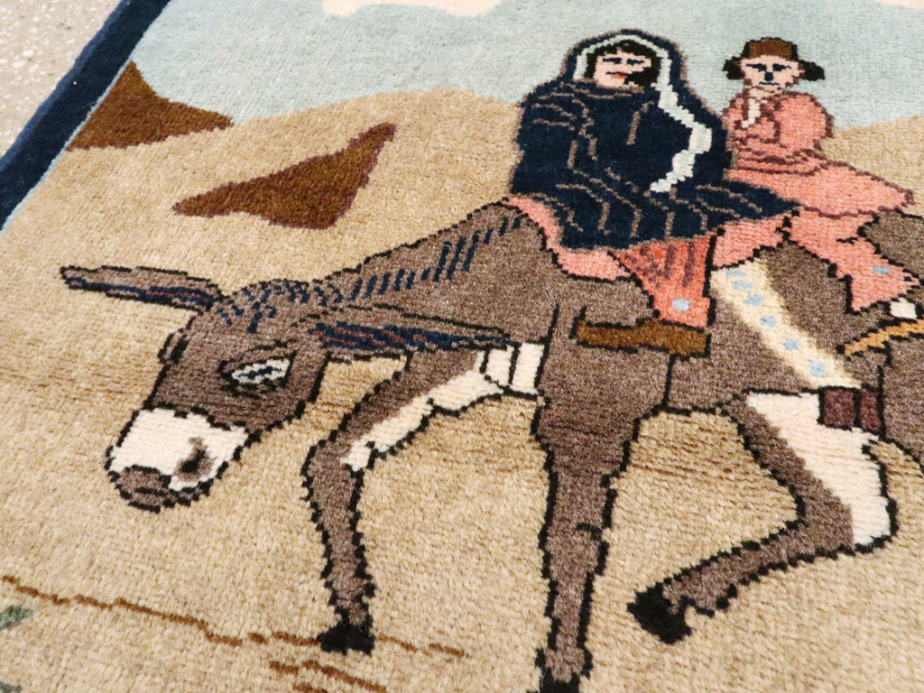 Vintage Persian Tabriz Pictorial Rug, No.26925 - Staging