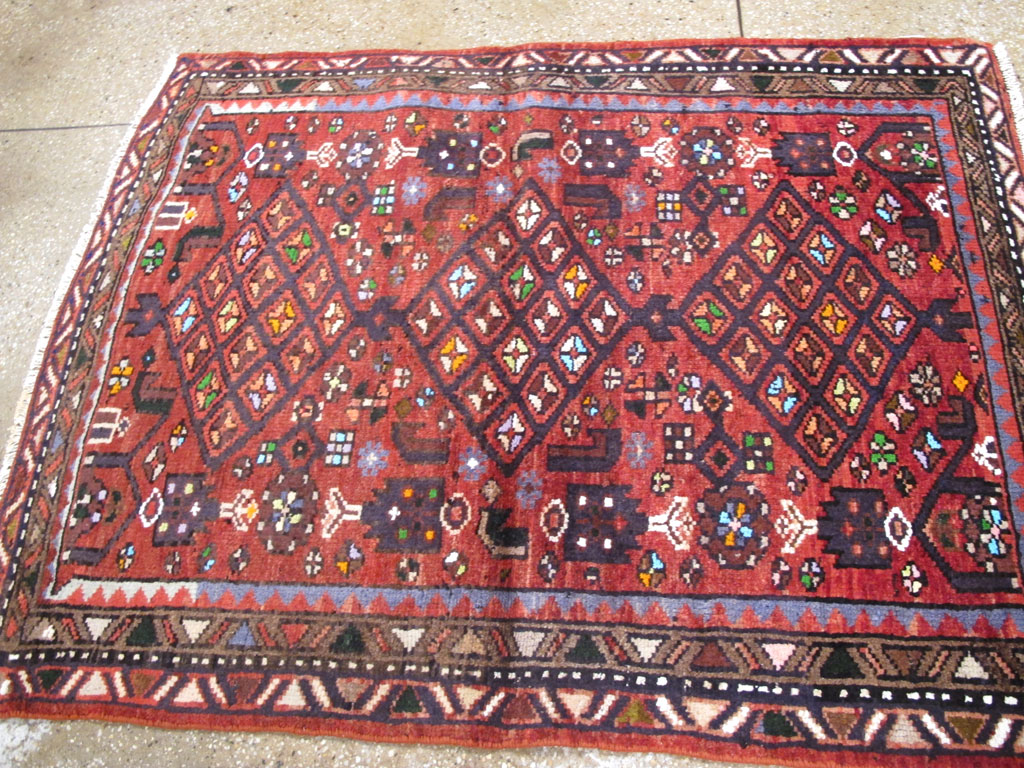 Vintage Persian Hamadan Rug, No.26932 - Staging