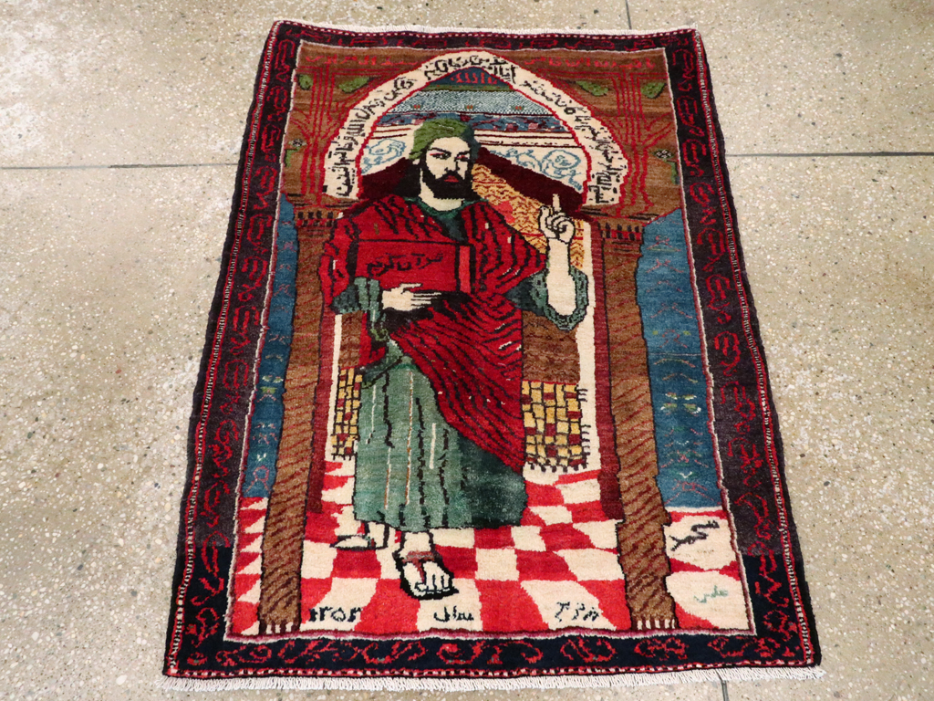 Vintage Persian Baluch Pictorial Rug, No.26934 - Staging