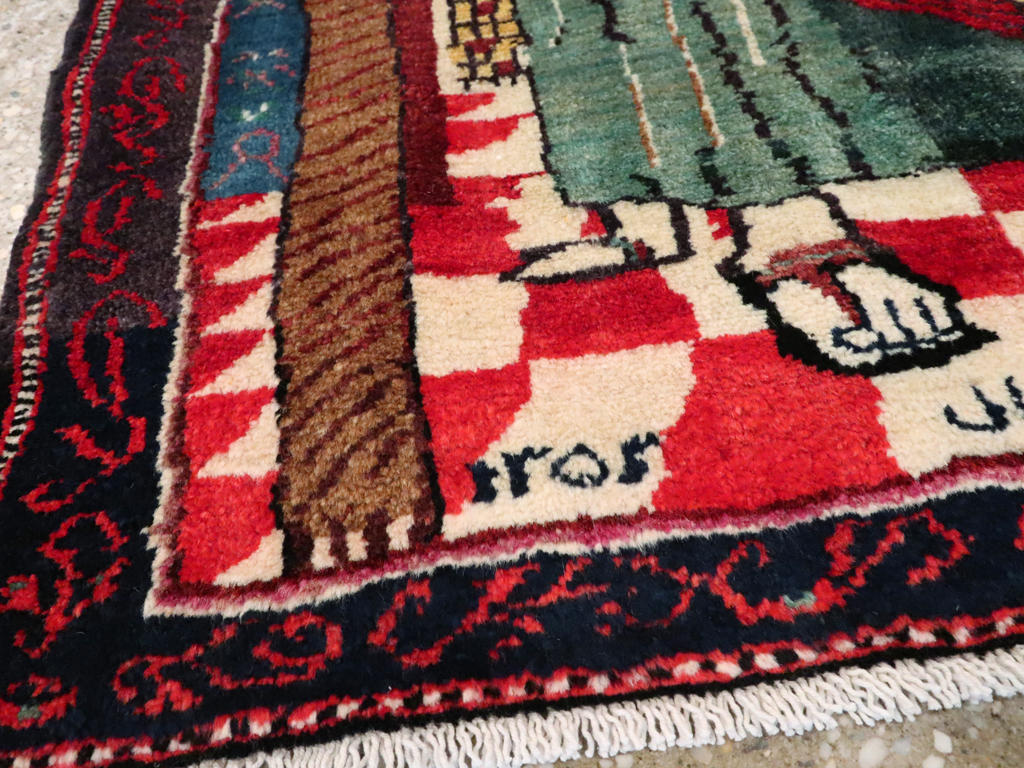 Vintage Persian Baluch Pictorial Rug, No.26934 - Staging