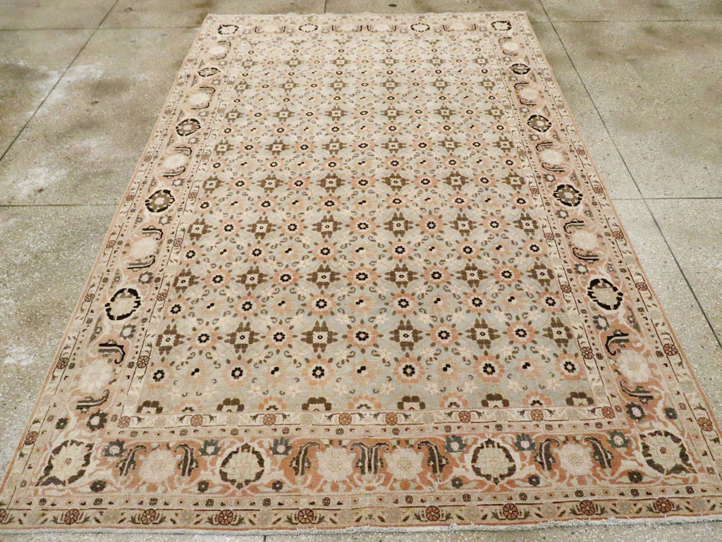 Vintage Persian Veramin Accent Carpet, No.26961 - Staging