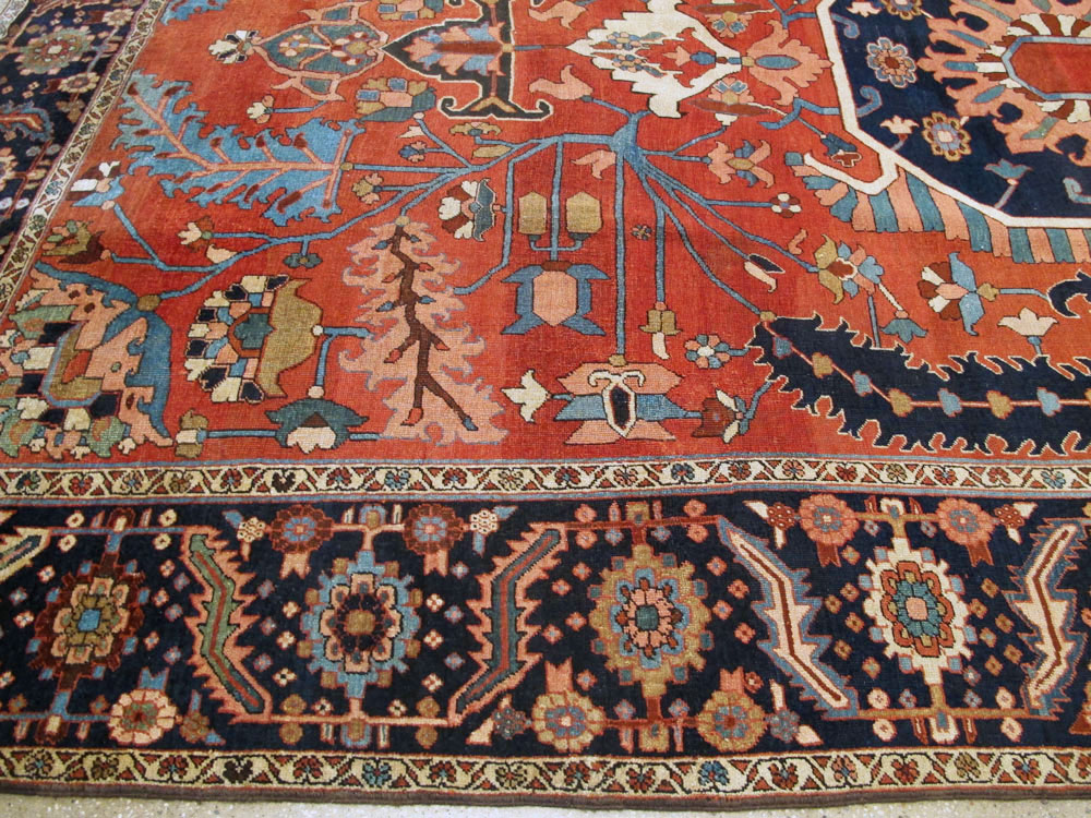 Antique Persian Serapi Rug, No.26975 - Staging