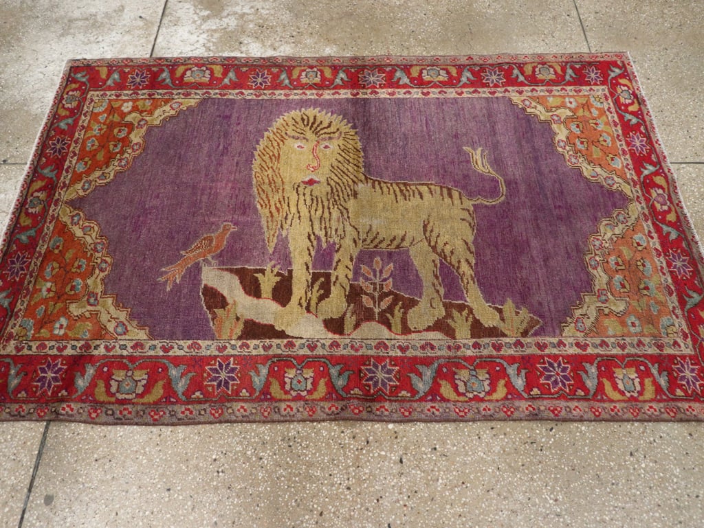 Vintage Anatolian Pictorial Rug, No.26981 - Staging