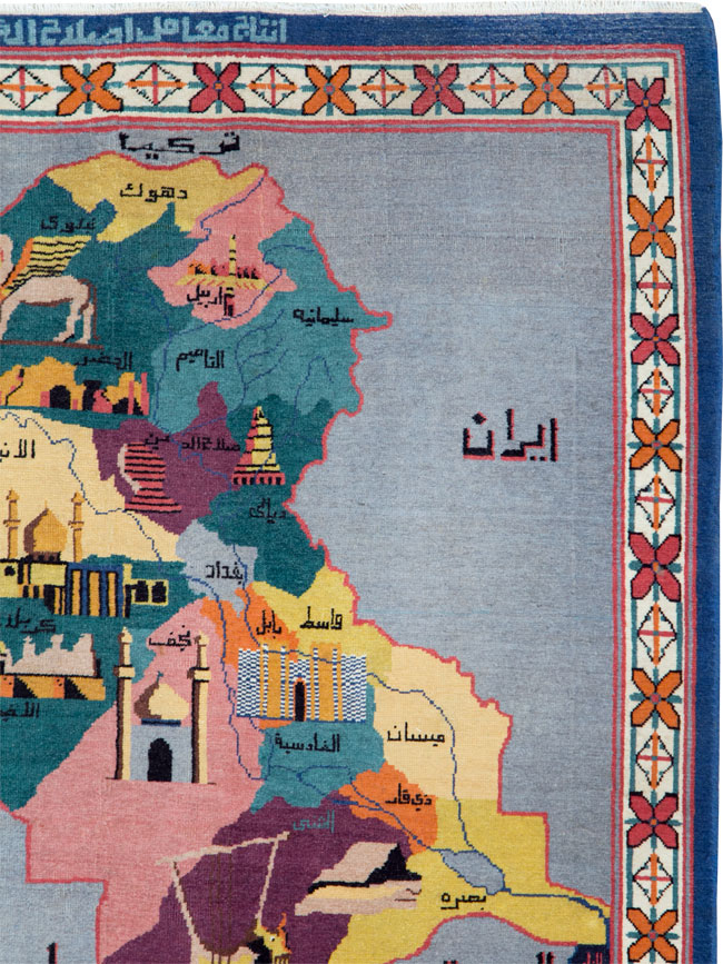 Vintage Egyptian Pictorial Map Rug of The Middle East, No.26982 - Staging