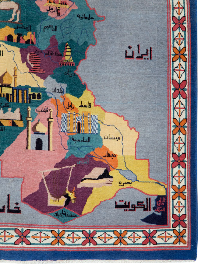 Vintage Egyptian Pictorial Map Rug of The Middle East, No.26982 - Staging