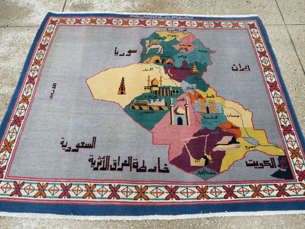 Vintage Egyptian Pictorial Map Rug of The Middle East, No.26982 - Staging