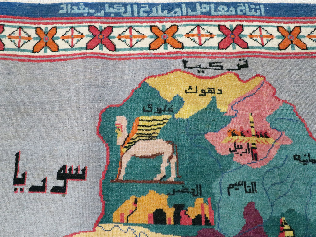 Vintage Egyptian Pictorial Map Rug of The Middle East, No.26982 - Staging