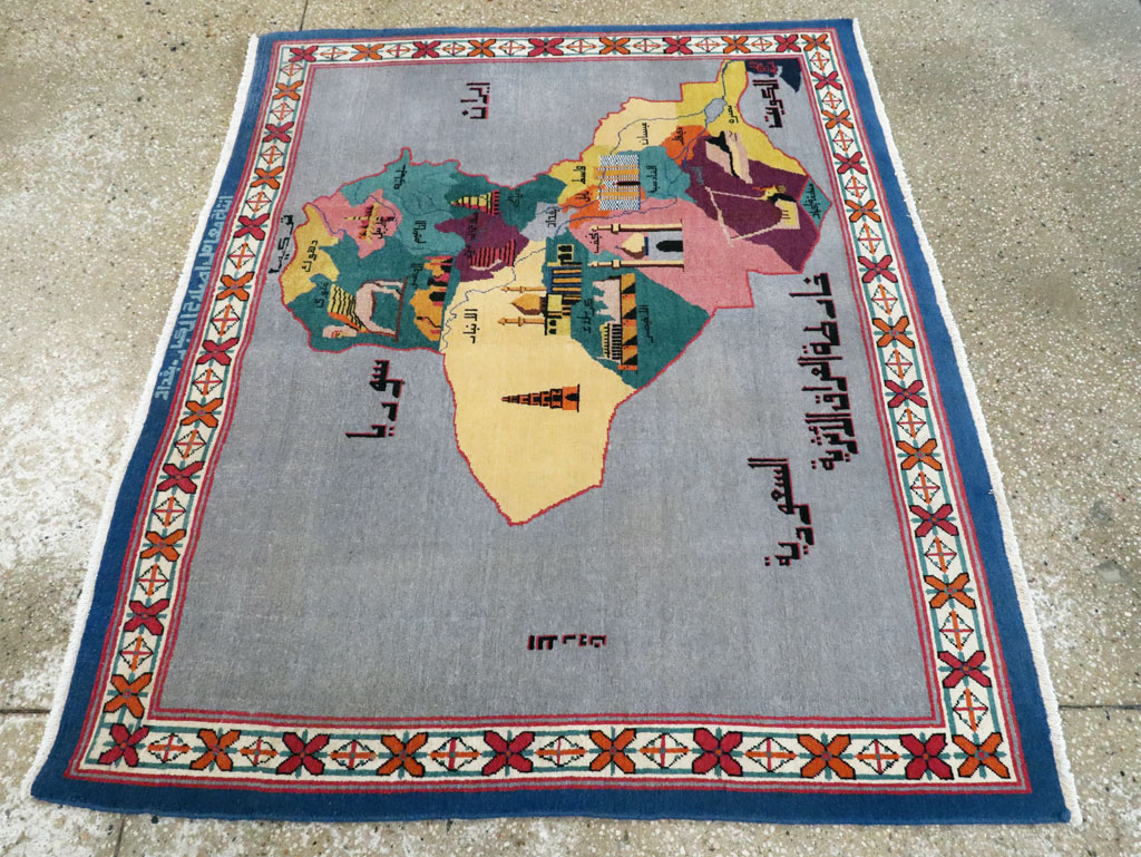 Vintage Egyptian Pictorial Map Rug of The Middle East, No.26982 - Staging