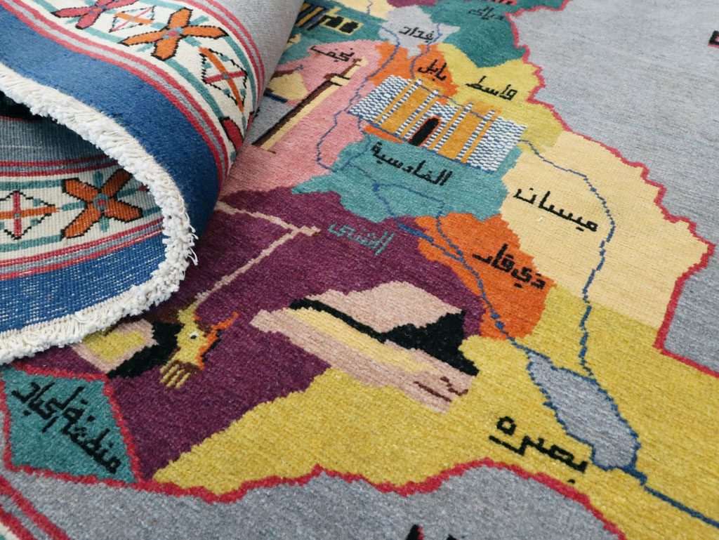 Vintage Egyptian Pictorial Map Rug of The Middle East, No.26982 - Staging