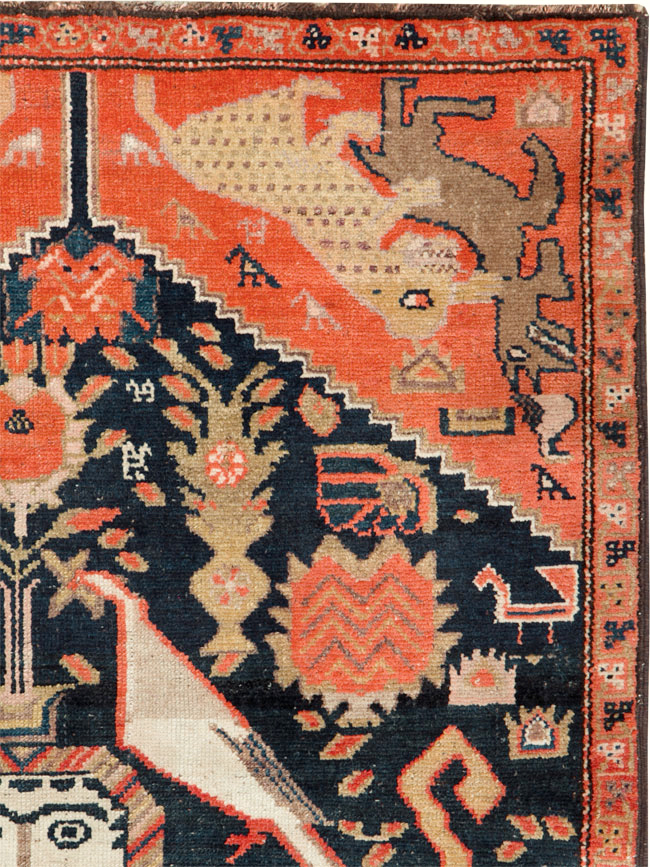 Antique Persian Kurdish Pictorial Rug, No.26983 - Staging