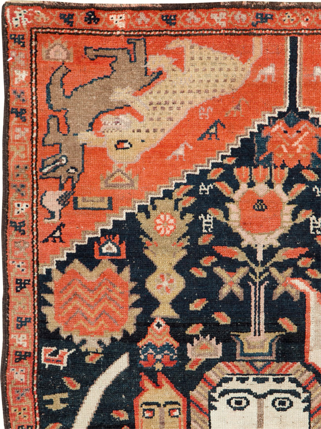 Antique Persian Kurdish Pictorial Rug, No.26983 - Staging