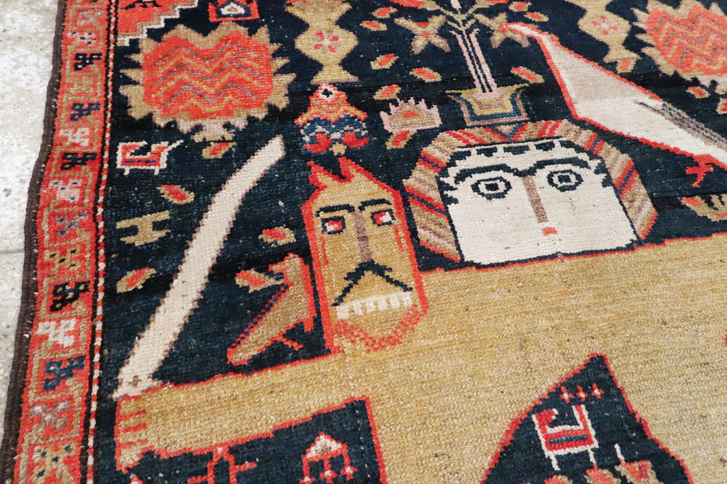 Antique Persian Kurdish Pictorial Rug, No.26983 - Staging