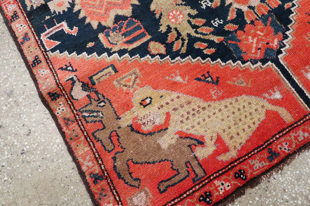 Antique Persian Kurdish Pictorial Rug, No.26983 - Staging