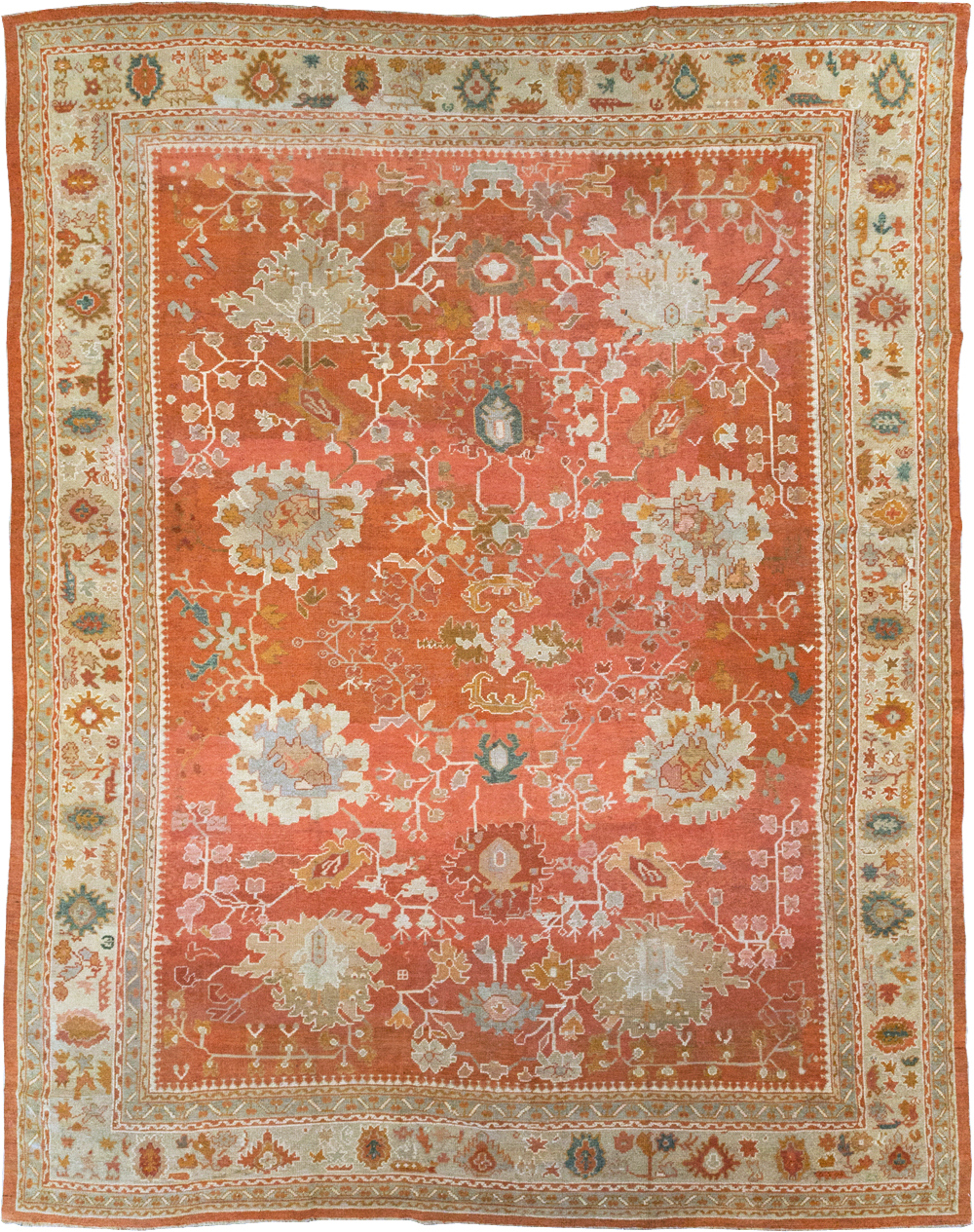 Antique Turkish Oushak Large Carpet, No.26986 - Staging