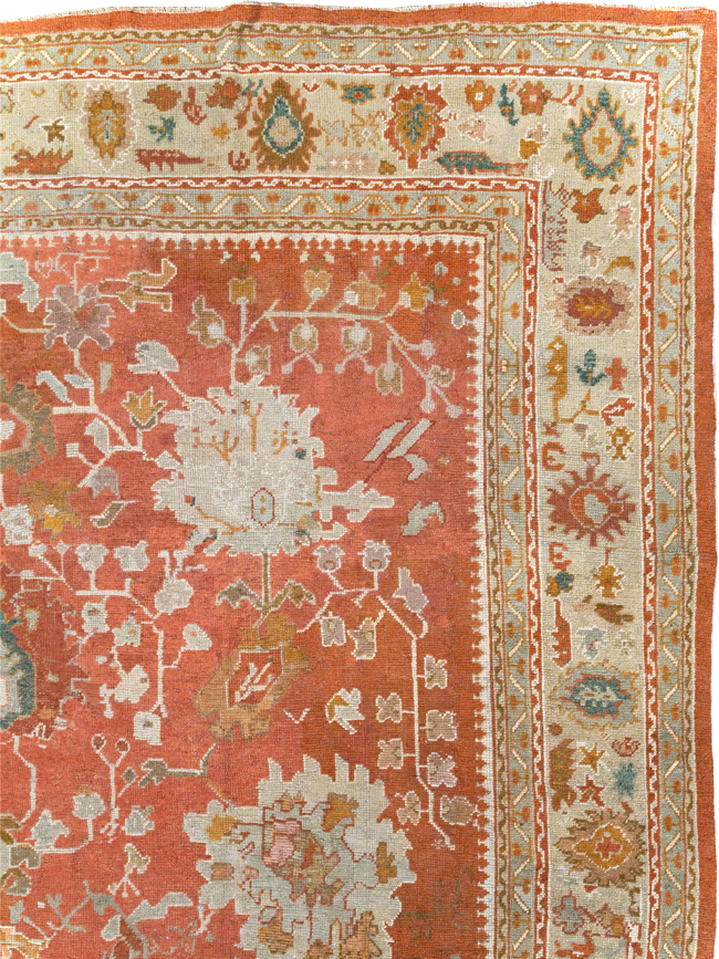 Antique Turkish Oushak Large Carpet, No.26986 - Staging