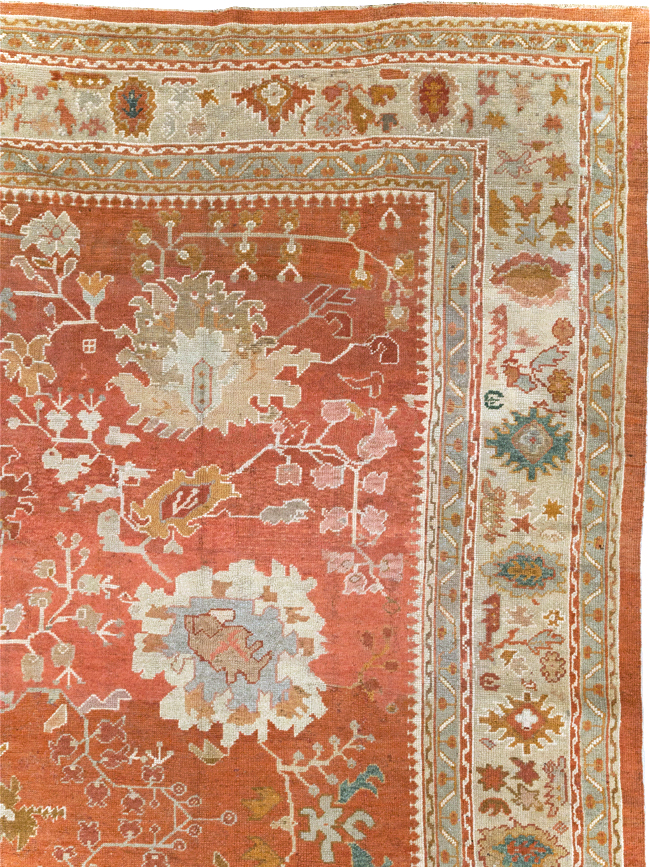 Antique Turkish Oushak Large Carpet, No.26986 - Staging