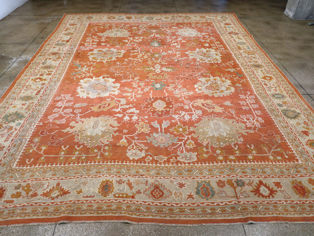 Antique Turkish Oushak Large Carpet, No.26986 - Staging