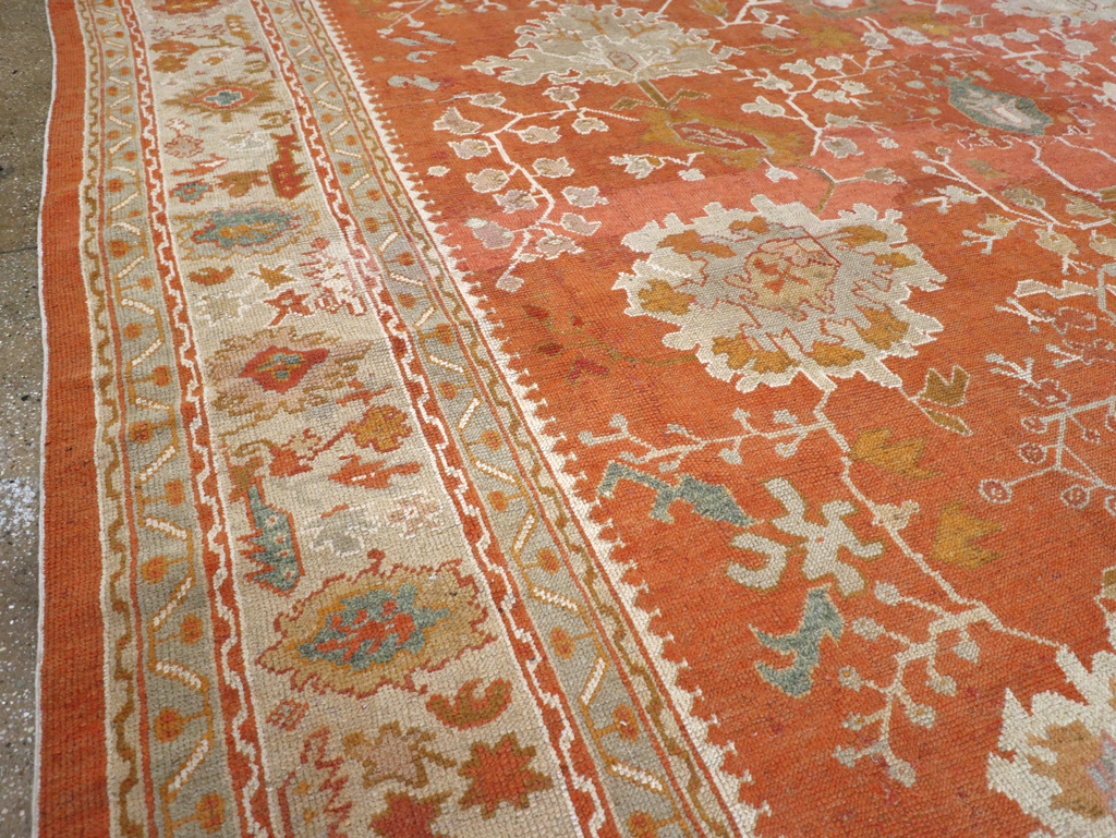 Antique Turkish Oushak Large Carpet, No.26986 - Staging